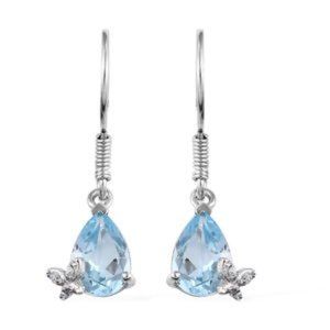 Genuine Sky Blue Topaz Earrings